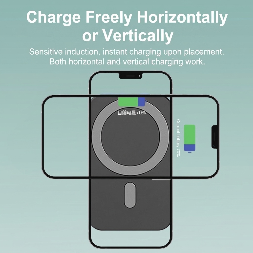 15W Magnetic Car Wireless Charger, Fast Charging Phone Vent Mount for Dashboard, Orange/Light Green/White/Black