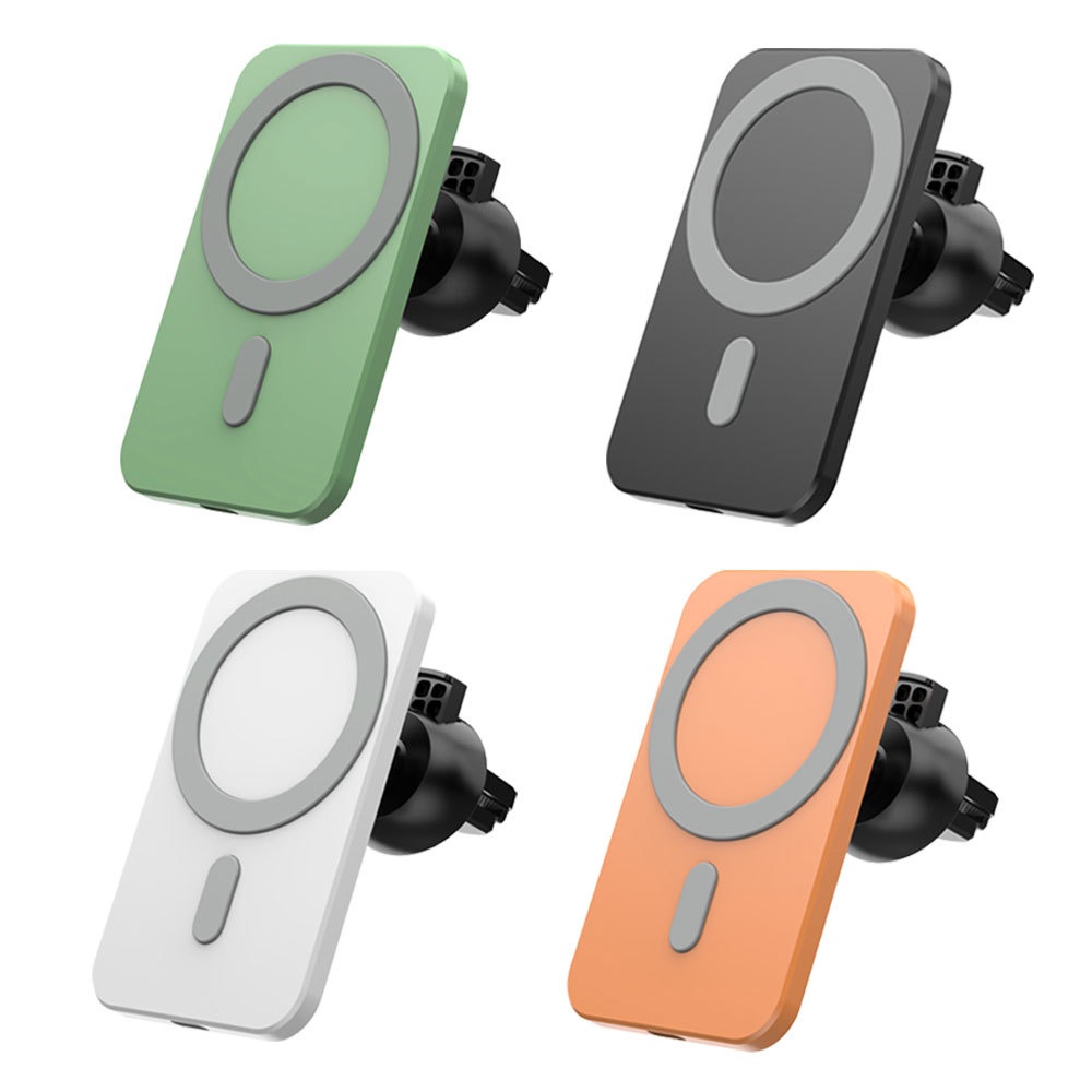 15W Magnetic Car Wireless Charger, Fast Charging Phone Vent Mount for Dashboard, Orange/Light Green/White/Black