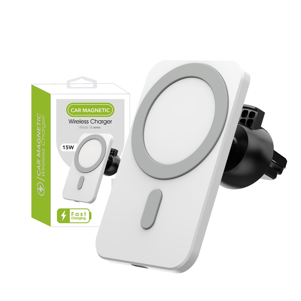 15W Magnetic Car Wireless Charger, Fast Charging Phone Vent Mount for Dashboard, Orange/Light Green/White/Black