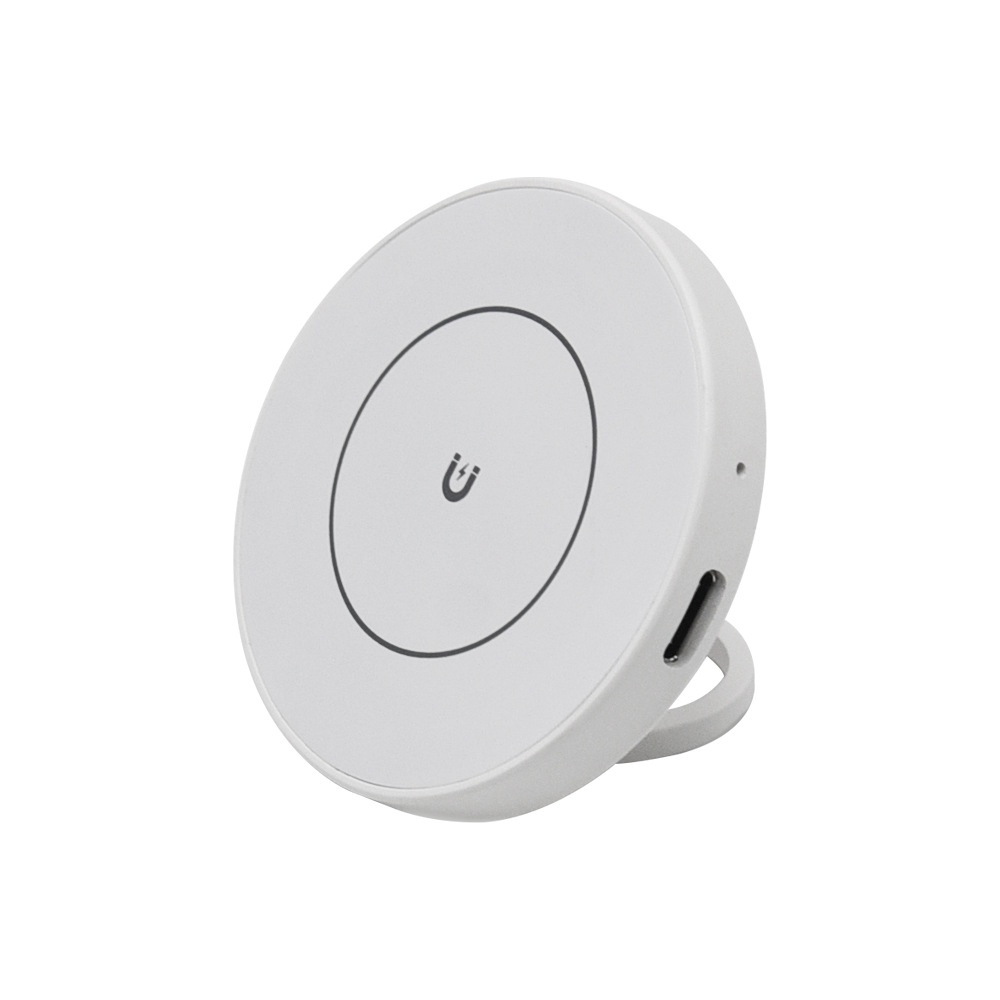 Magnetic 15W Wireless Charger with Foldable Phone Stand, Compact Fast Charging Pad, White