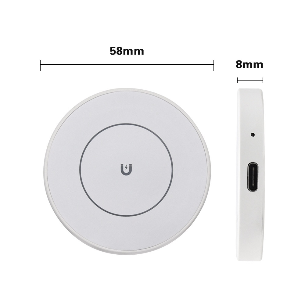 Magnetic 15W Wireless Charger with Foldable Phone Stand, Compact Fast Charging Pad, White