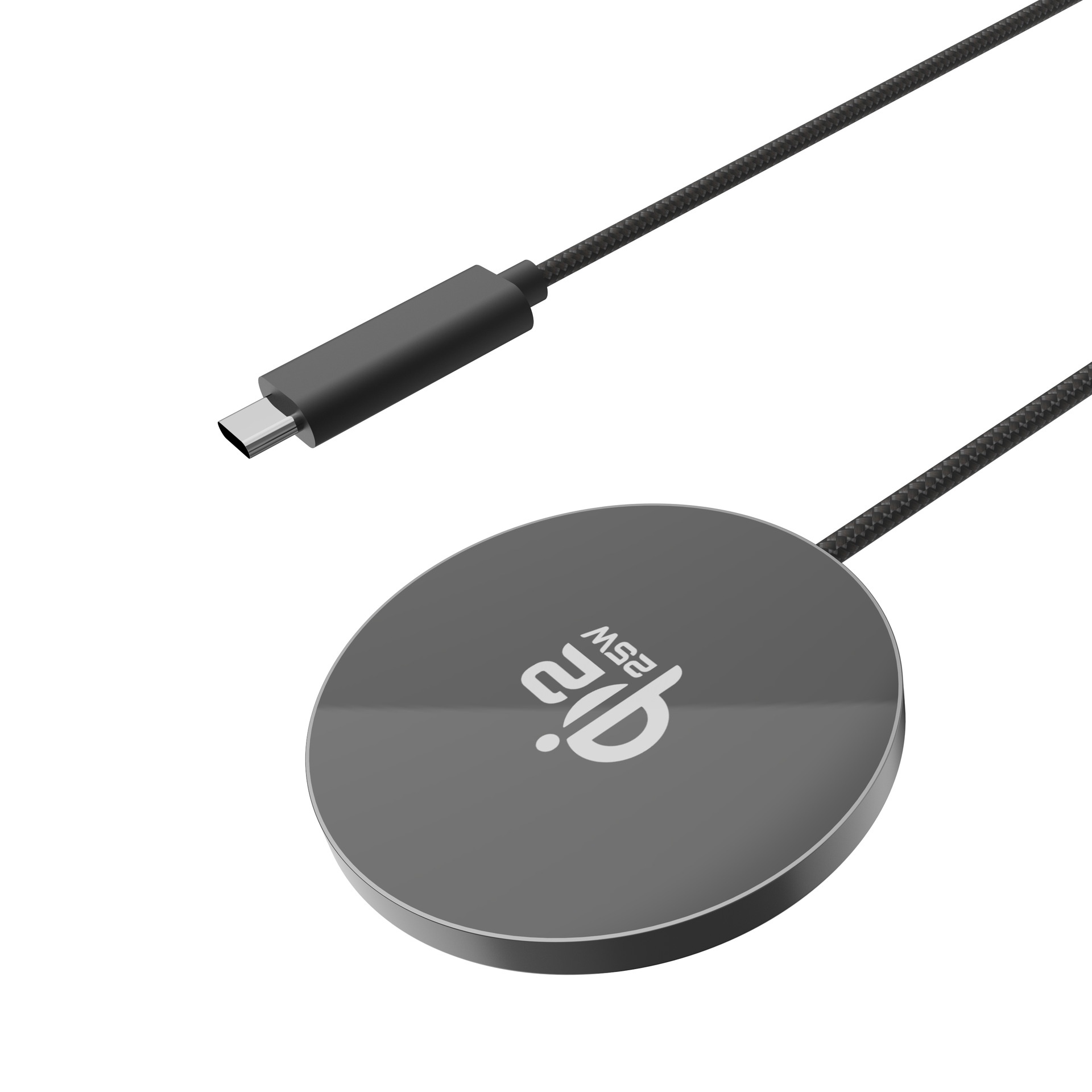 25W Qi2 Magnetic Wireless Charger Pad for Fast Charging, Ultra-Thin Braided Cable Station, Orange/White/Black