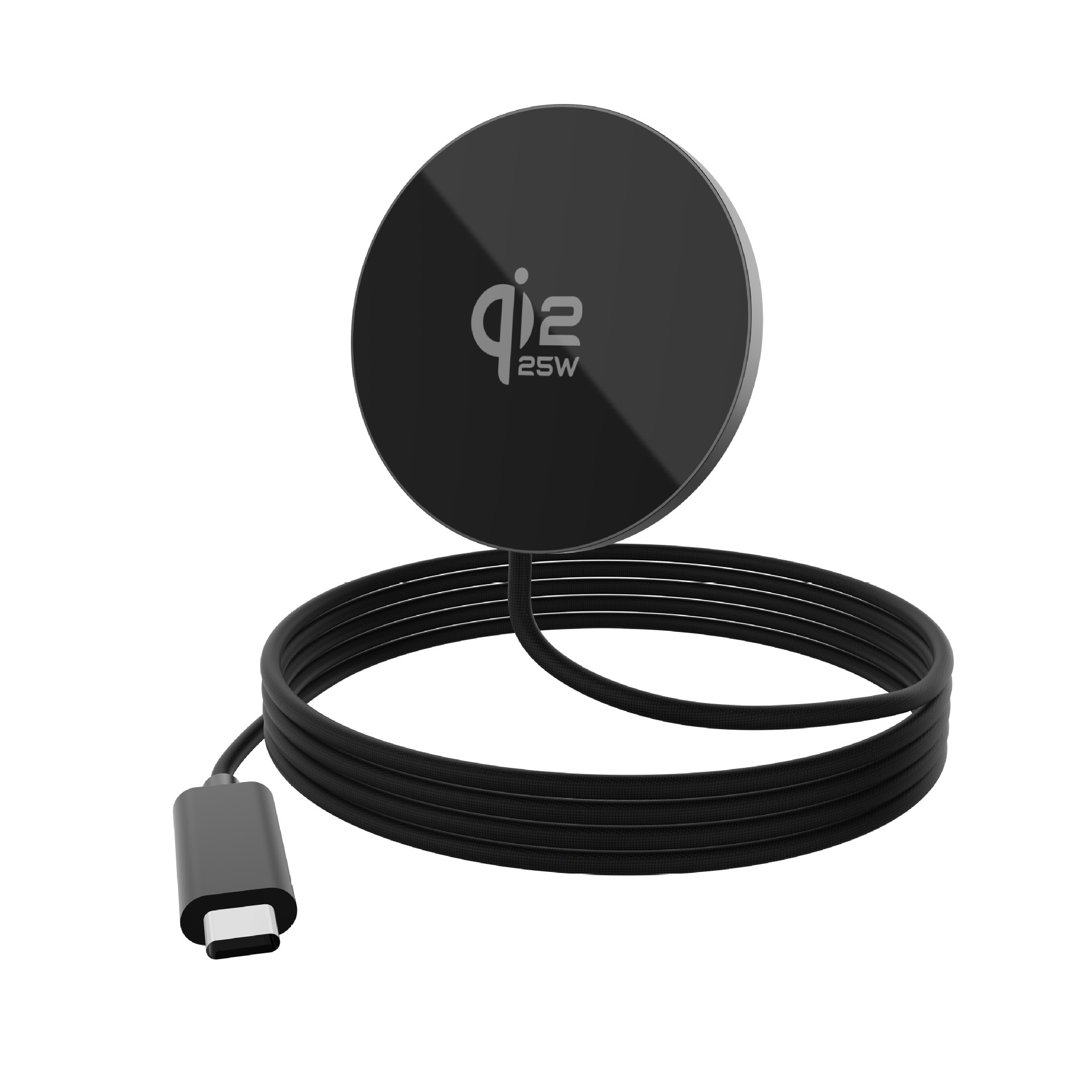 25W Qi2 Magnetic Wireless Charger Pad for Fast Charging, Ultra-Thin Braided Cable Station, Orange/White/Black