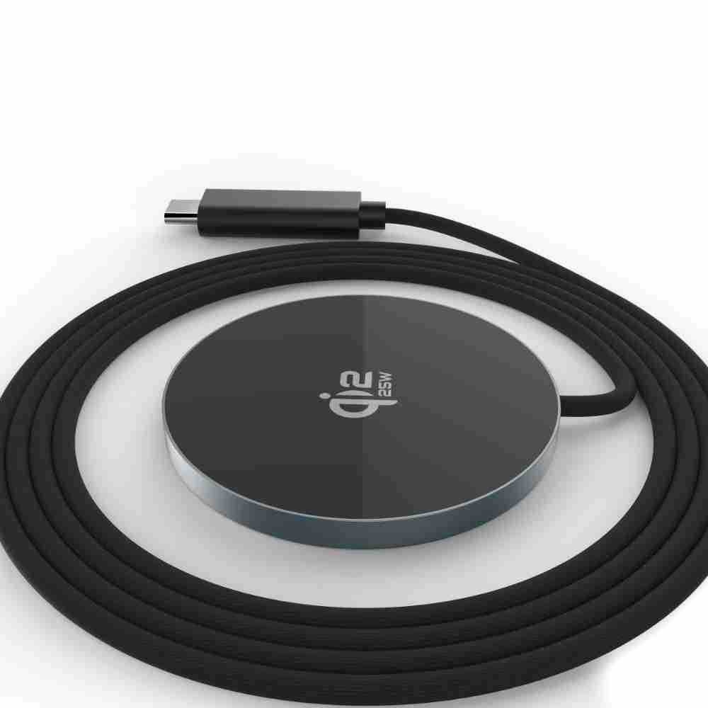 25W Qi2 Magnetic Wireless Charger Pad for Fast Charging, Ultra-Thin Braided Cable Station, Orange/White/Black