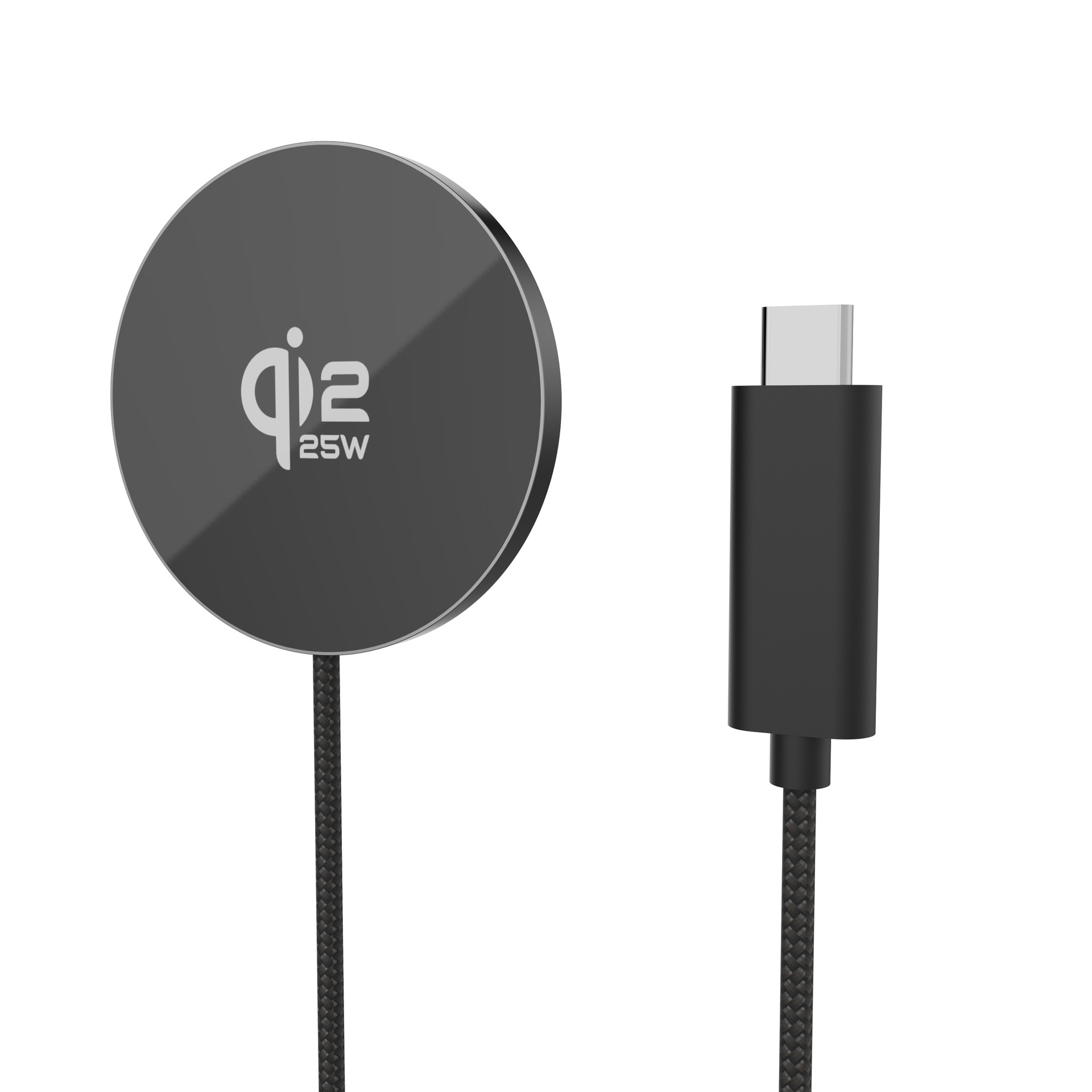 25W Qi2 Magnetic Wireless Charger Pad for Fast Charging, Ultra-Thin Braided Cable Station, Orange/White/Black