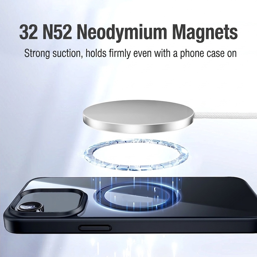 25W Qi2 Magnetic Wireless Charger Pad for Fast Charging, Ultra-Thin Braided Cable Station, Orange/White/Black