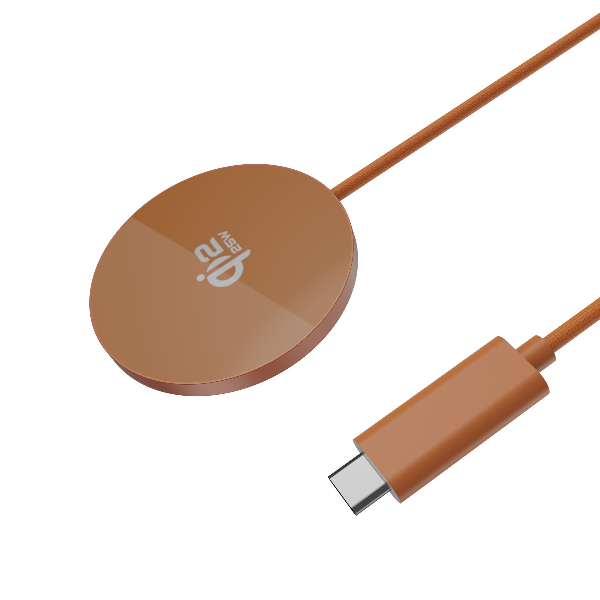 25W Qi2 Magnetic Wireless Charger Pad for Fast Charging, Ultra-Thin Braided Cable Station, Orange/White/Black