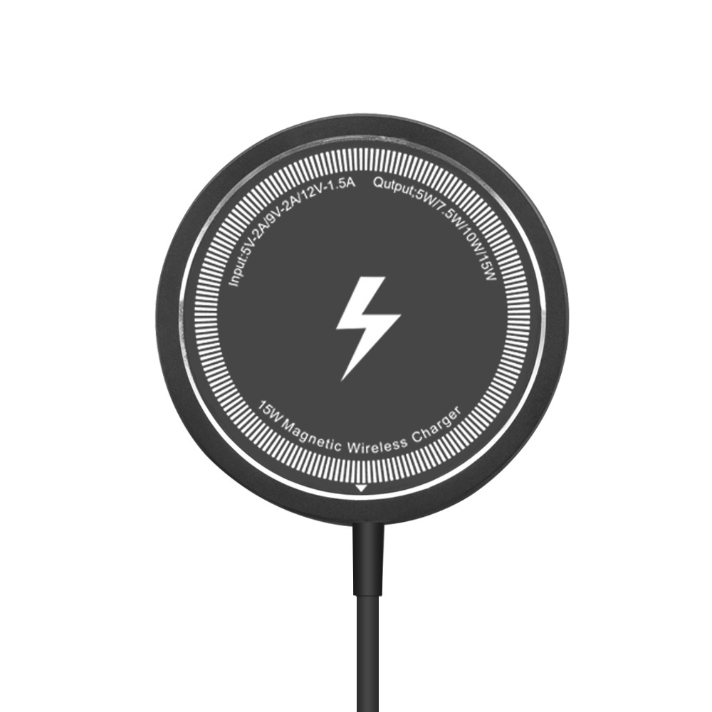 15W Magnetic Wireless Charger Fast Charging Pad for iPhone, Ultra-Slim 5.5mm with N52 Magnets, Dual USB-A/C, White/Black