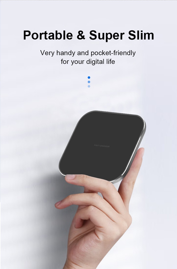 15W Fast Wireless Charger Pad with RGB LED Light, Qi Compatible Super Slim Charging Station, White/Black