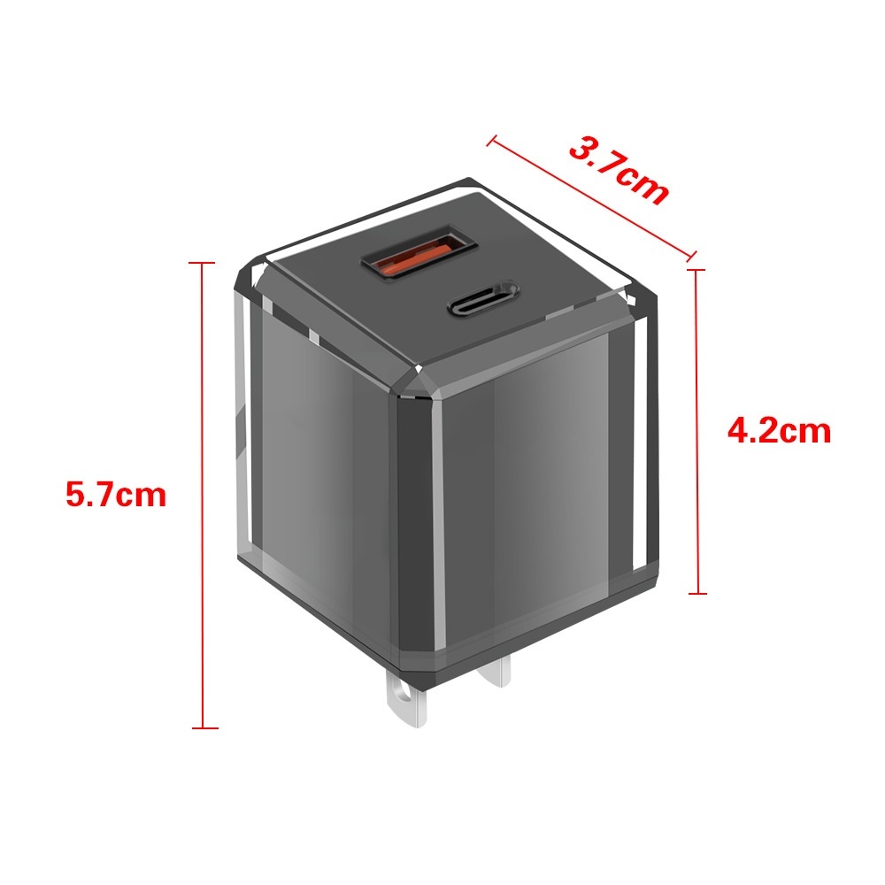 20W USB-C PD Fast Charger Wall Plug, Dual Port USB-A/C Adapter for Mobile Devices, Light Green/White/Black