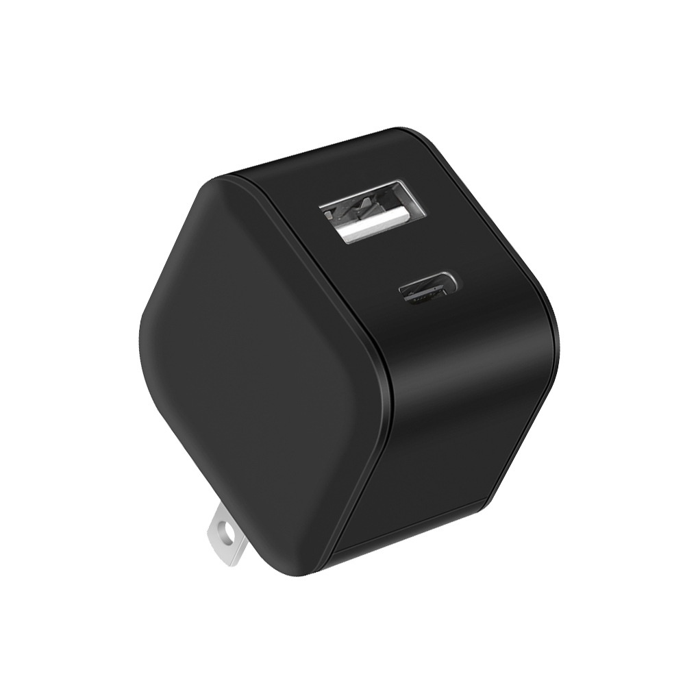 20W Dual Port USB-C & USB-A Fast Wall Charger Adapter, Compact Fast Charging Block, White/Black