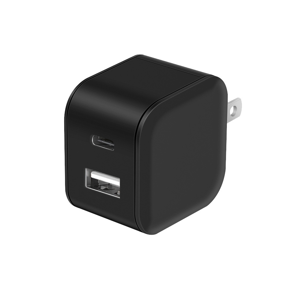 20W Dual Port USB-C & USB-A Fast Wall Charger Adapter, Compact Fast Charging Block, White/Black