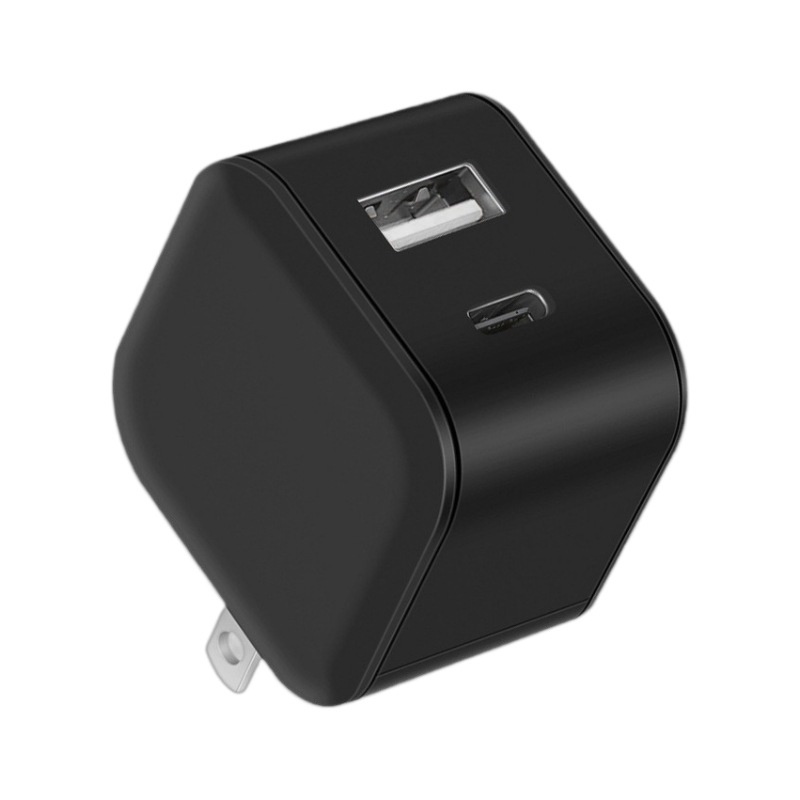 20W Dual Port USB-C & USB-A Fast Wall Charger Adapter, Compact Fast Charging Block, White/Black