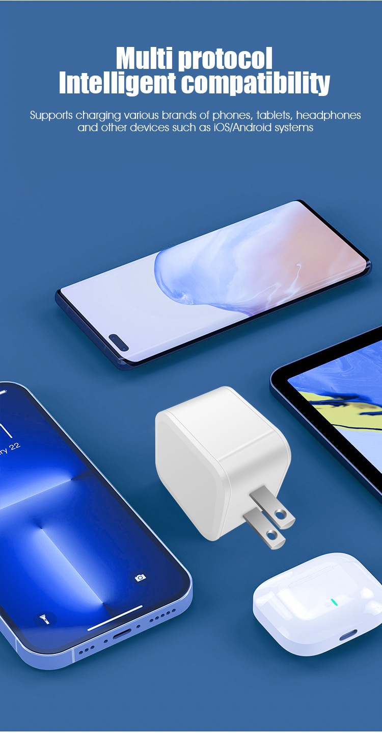 20W Dual Port USB-C & USB-A Fast Wall Charger Adapter, Compact Fast Charging Block, White/Black