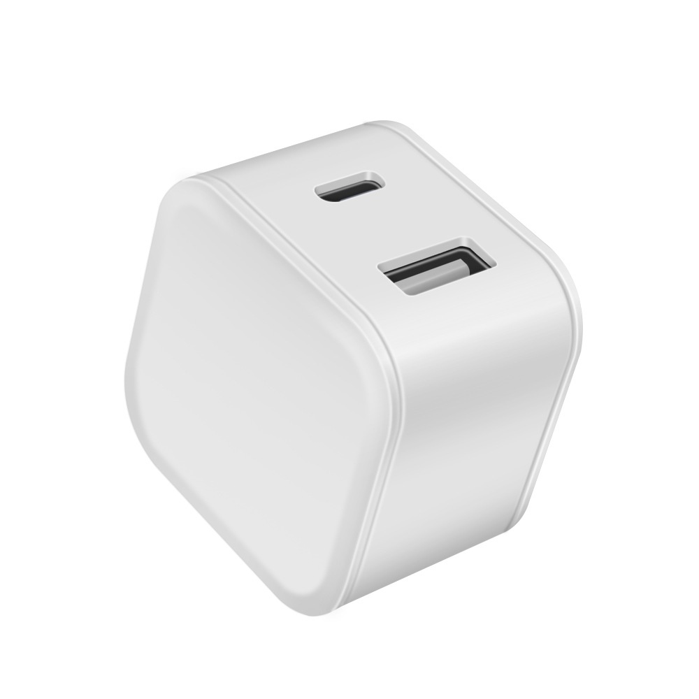 20W Dual Port USB-C & USB-A Fast Wall Charger Adapter, Compact Fast Charging Block, White/Black