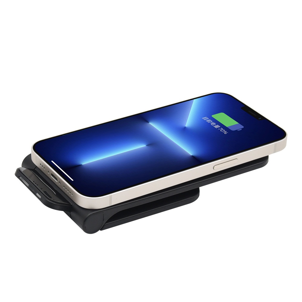 15W Fast Foldable Wireless Charging Stand for Phones, Adjustable Angle Charging Station, White/Black
