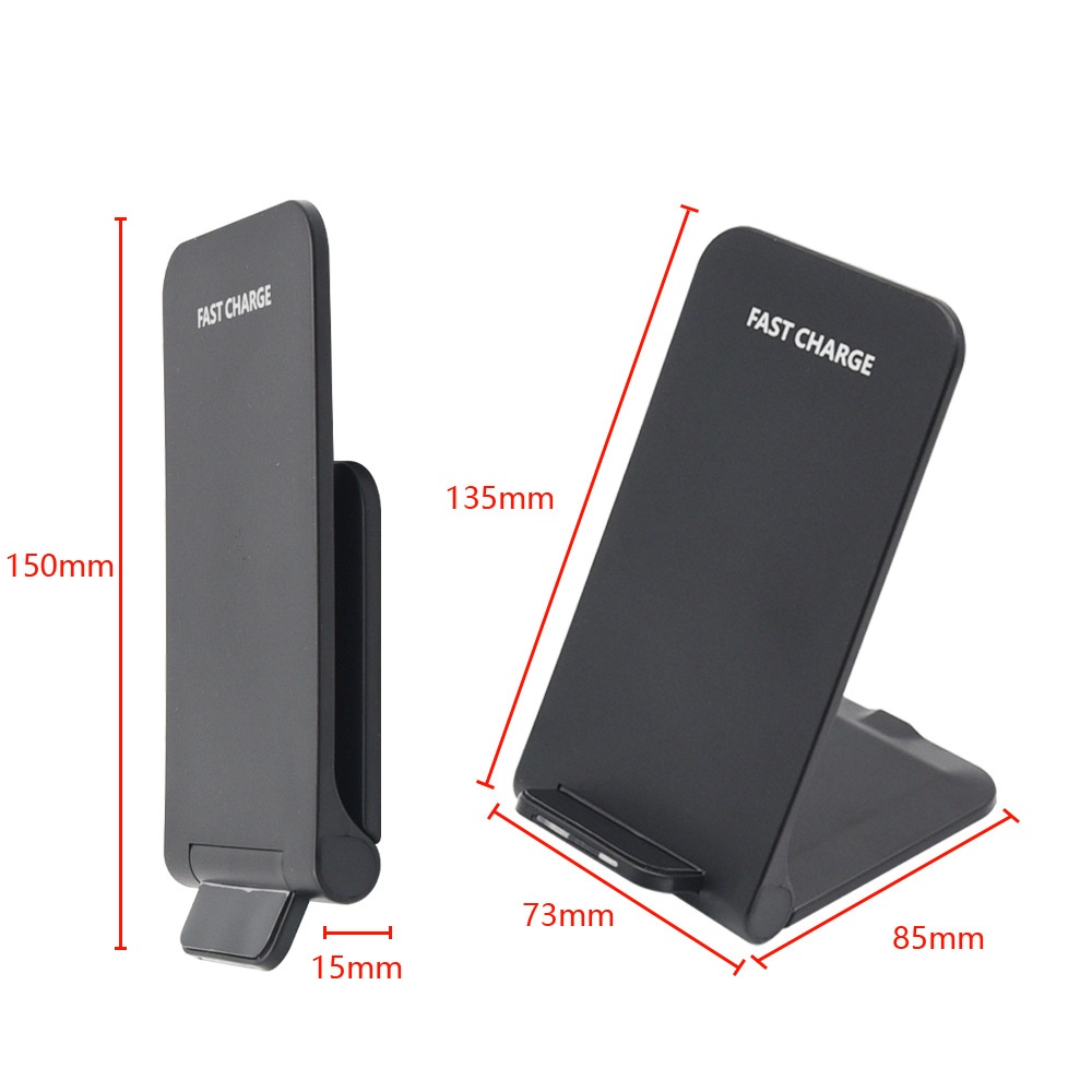 15W Fast Foldable Wireless Charging Stand for Phones, Adjustable Angle Charging Station, White/Black