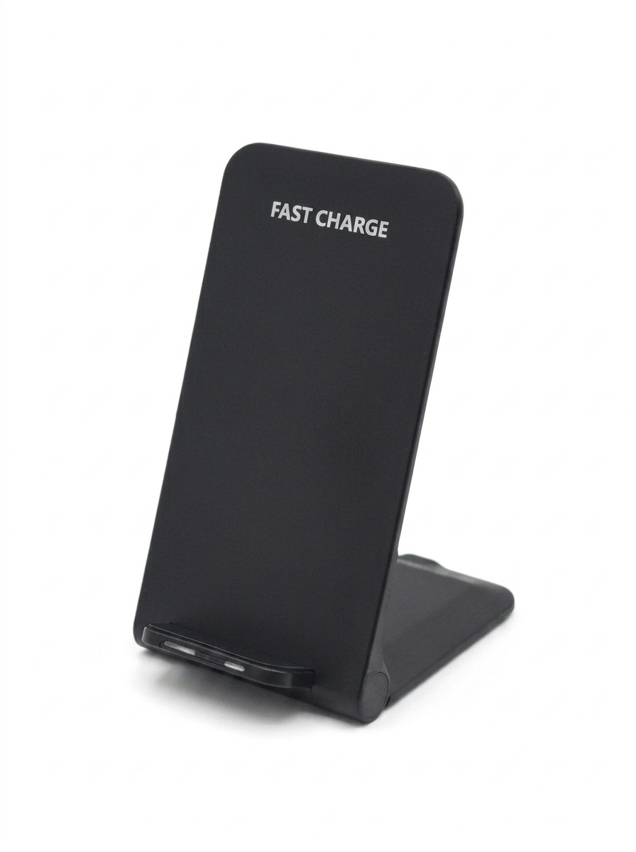15W Fast Foldable Wireless Charging Stand for Phones, Adjustable Angle Charging Station, White/Black