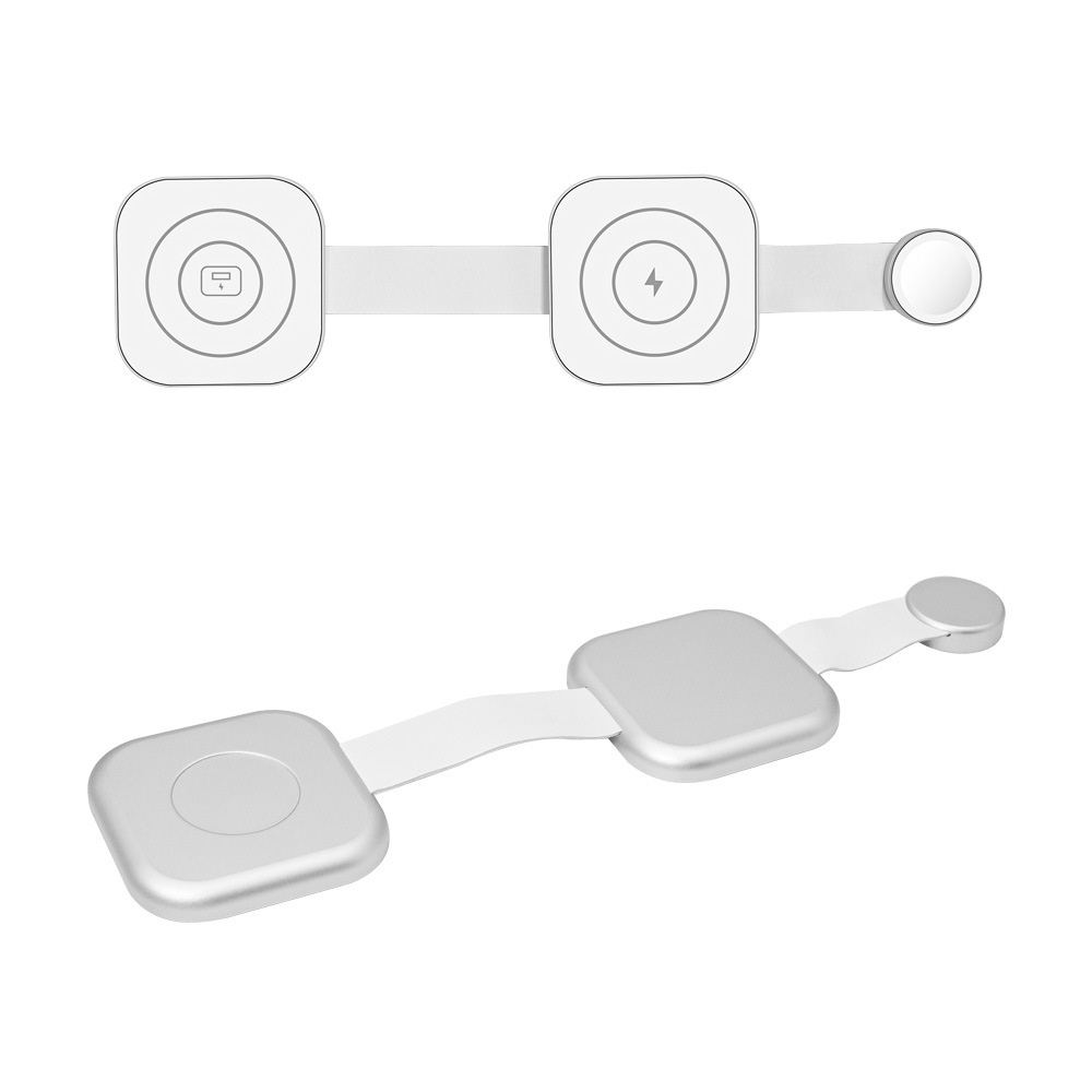 Foldable 3-in-1 Wireless Charger for Phone, Watch & Earbuds, Portable Fast Charging Pad, White/Black