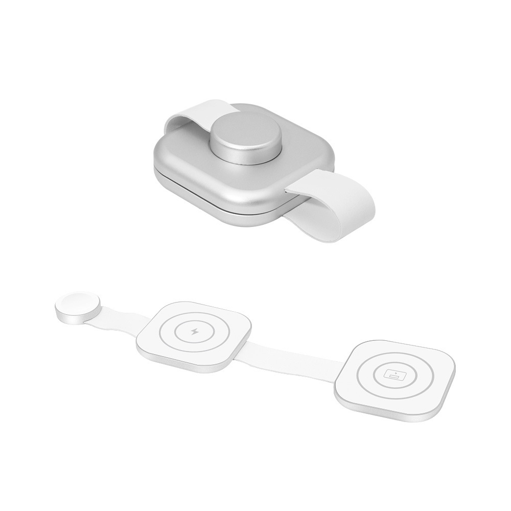 Foldable 3-in-1 Wireless Charger for Phone, Watch & Earbuds, Portable Fast Charging Pad, White/Black