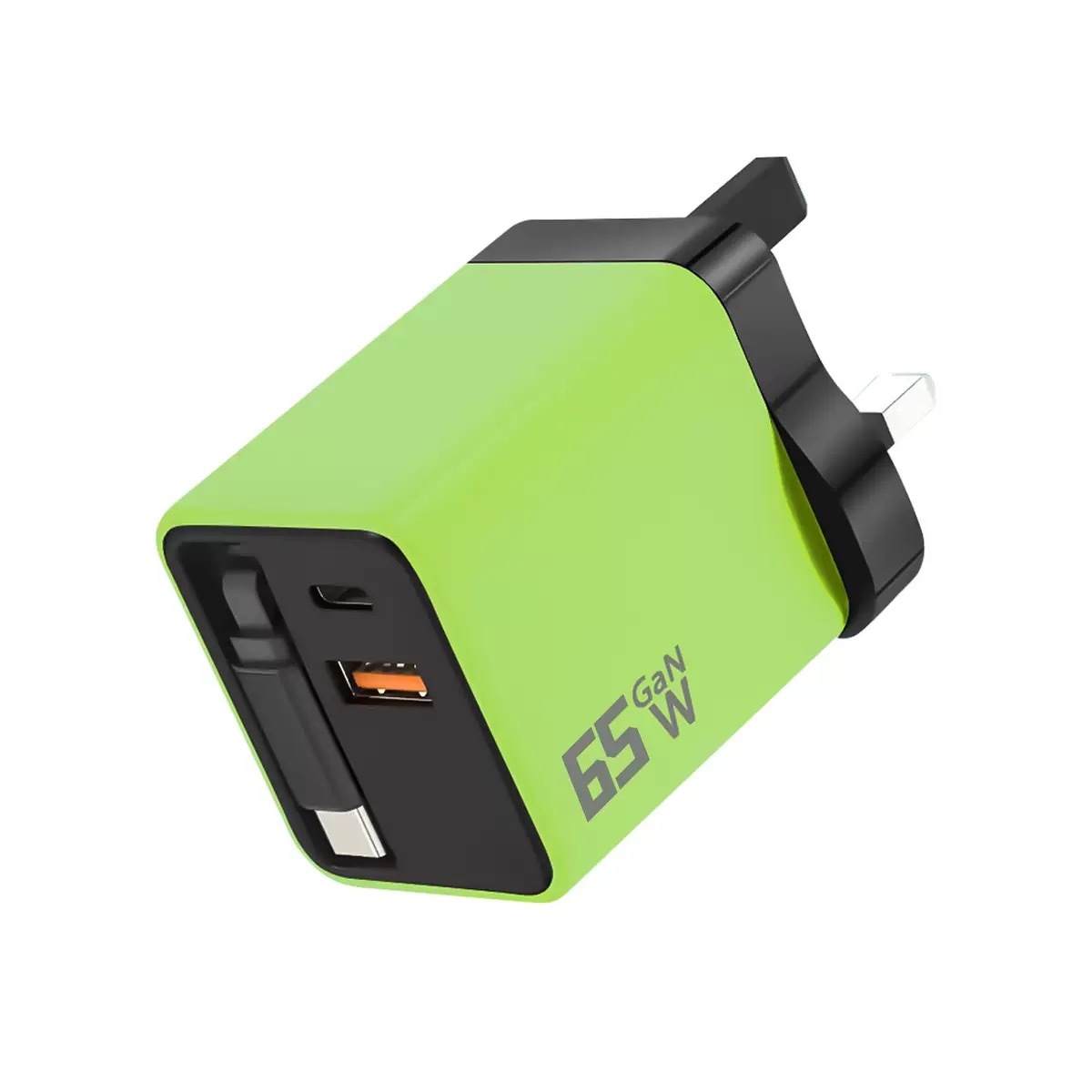 65W GaN Fast Charger with Retractable Type-C Cable