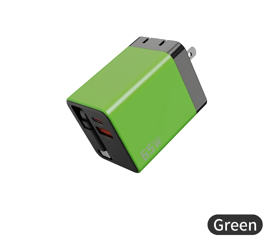 65W GaN Fast Charger with Retractable Type-C Cable