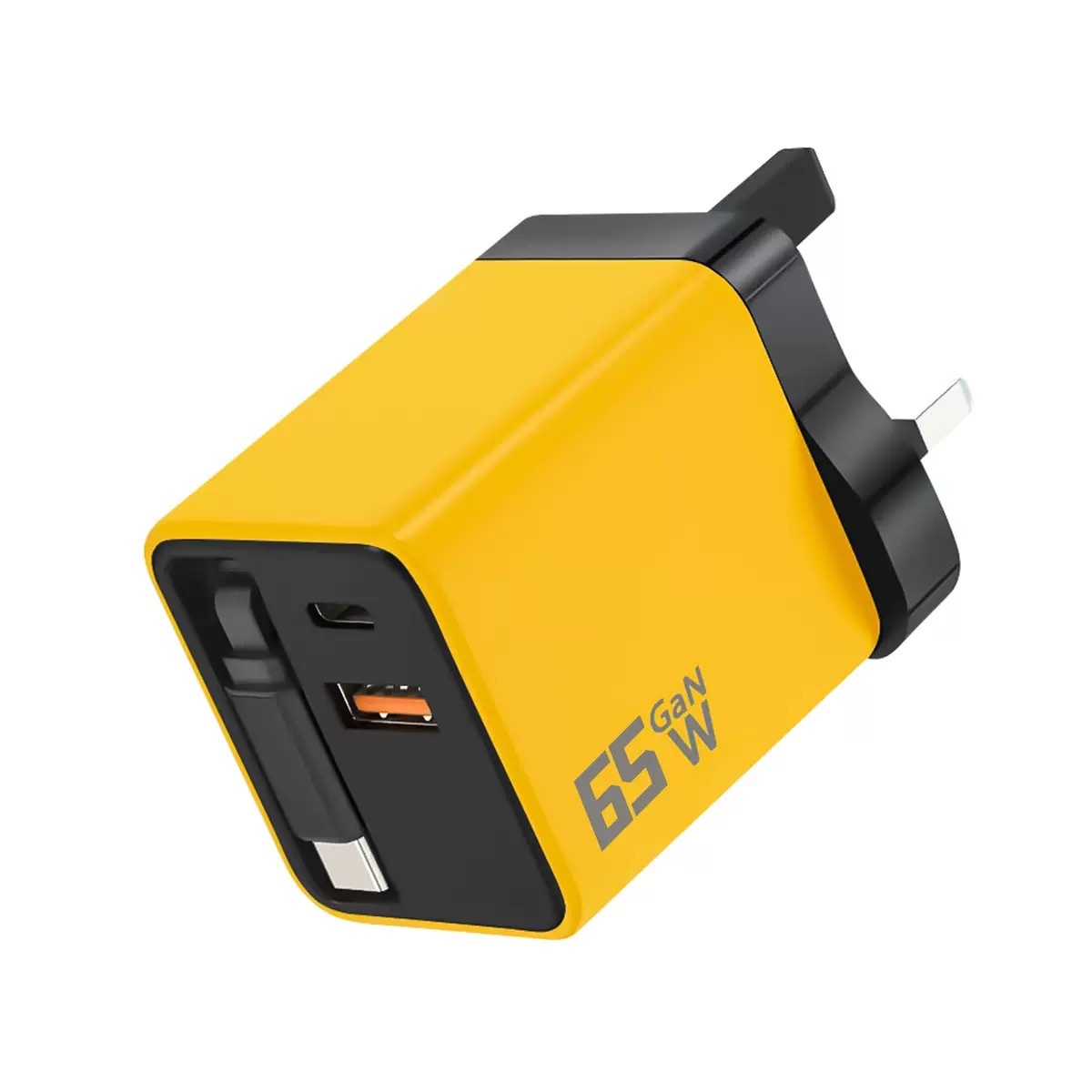 65W GaN Fast Charger with Retractable Type-C Cable
