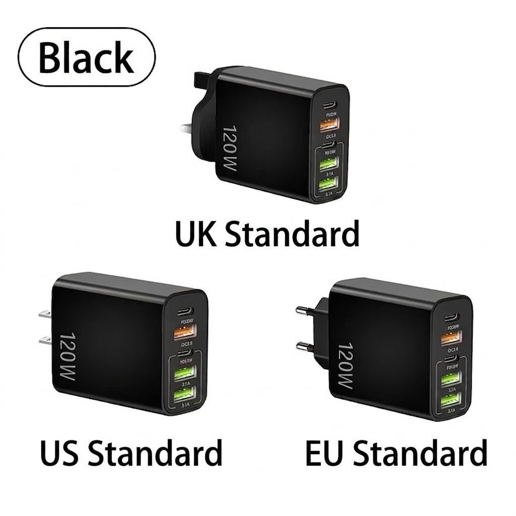 120W 5-Port USB-C PD Fast Charger for Phones and Tablets