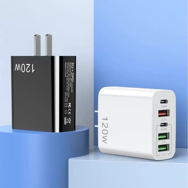 120W 5-Port USB-C PD Fast Charger for Phones and Tablets
