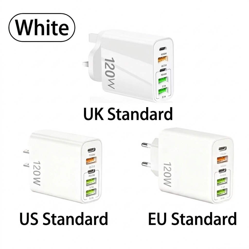 120W 5-Port USB-C PD Fast Charger for Phones and Tablets