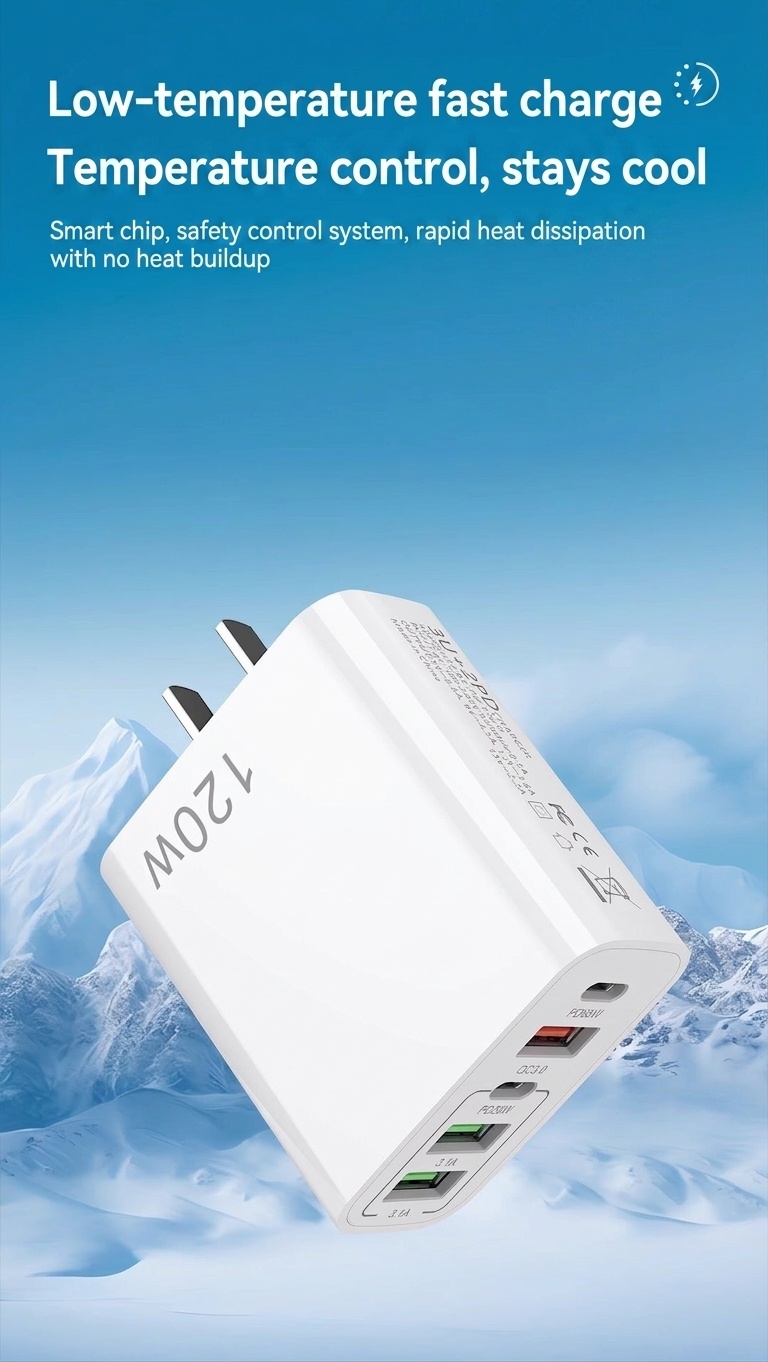 120W 5-Port USB-C PD Fast Charger for Phones and Tablets
