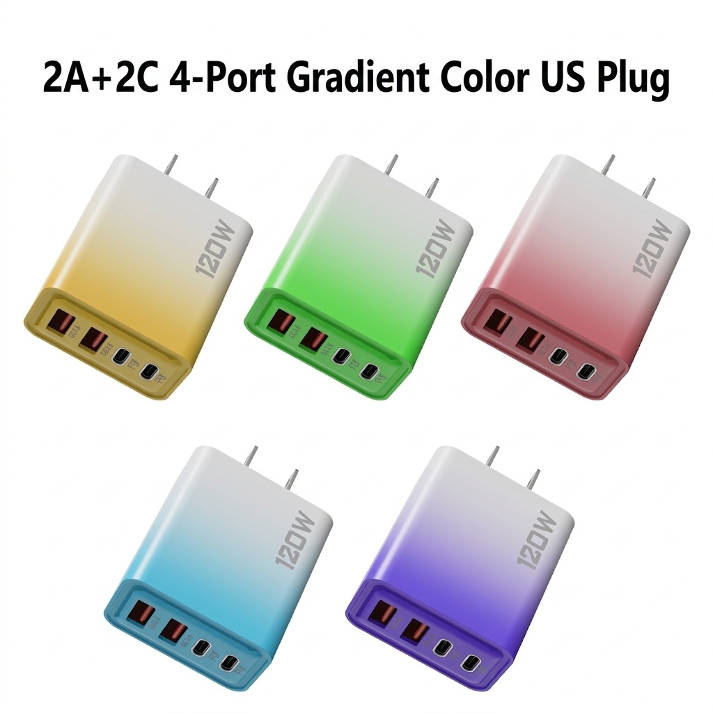 120W Multi-Port Fast Charger, USB-C PD and QC 3.0 Wall Adapter
