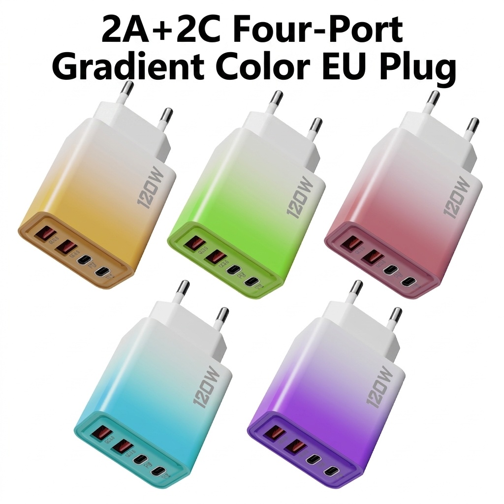 120W Multi-Port Fast Charger, USB-C PD and QC 3.0 Wall Adapter