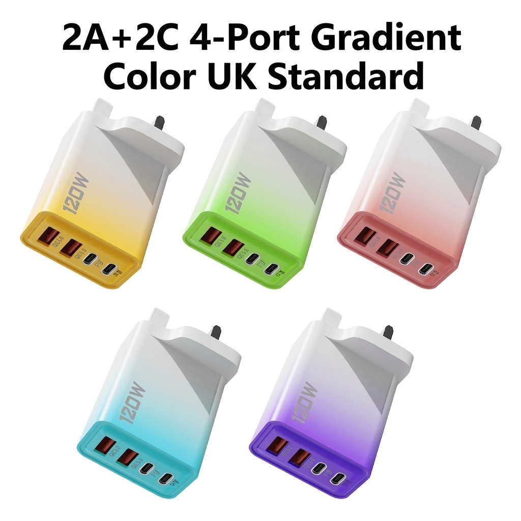120W Multi-Port Fast Charger, USB-C PD and QC 3.0 Wall Adapter