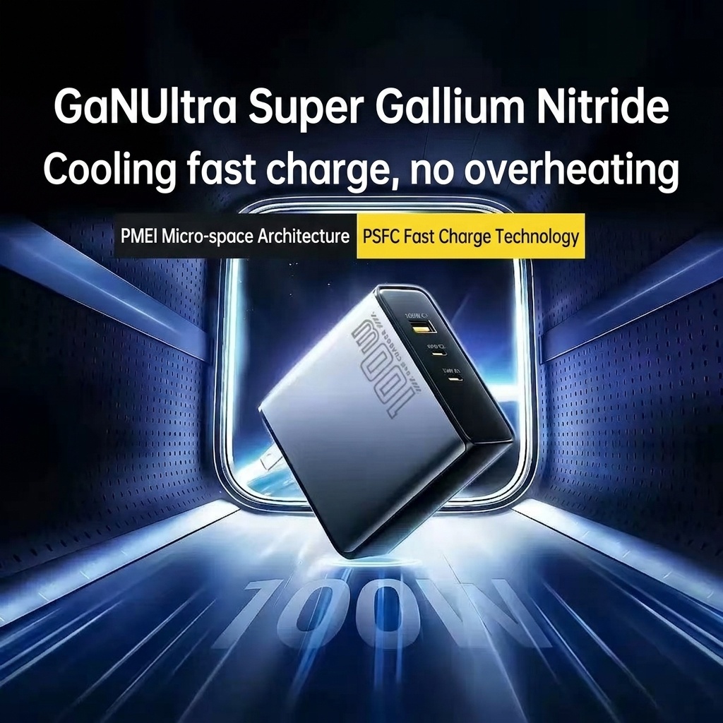 100W GaN Fast Charger with AI Smart Display and Multi-Port