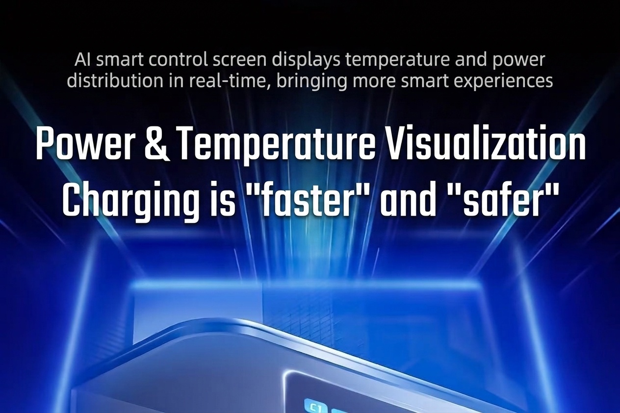 100W GaN Fast Charger with AI Smart Display and Multi-Port