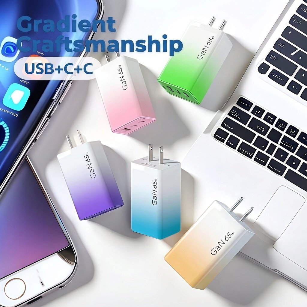65W GaN USB-C Fast Charger, Multi-Port Wall Adapter
