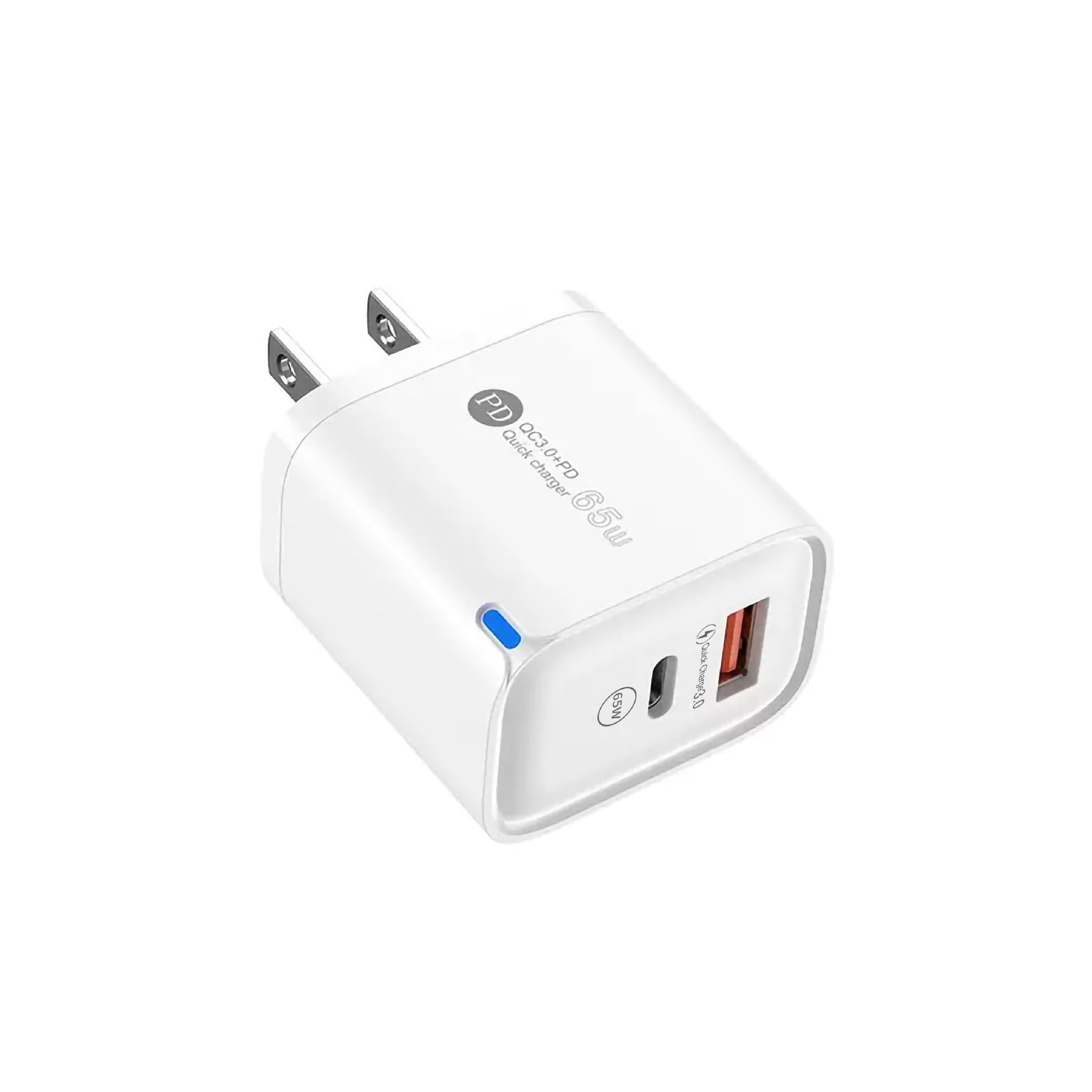 65W USB-C PD and QC Fast Charger, Dual Port Wall Adapter
