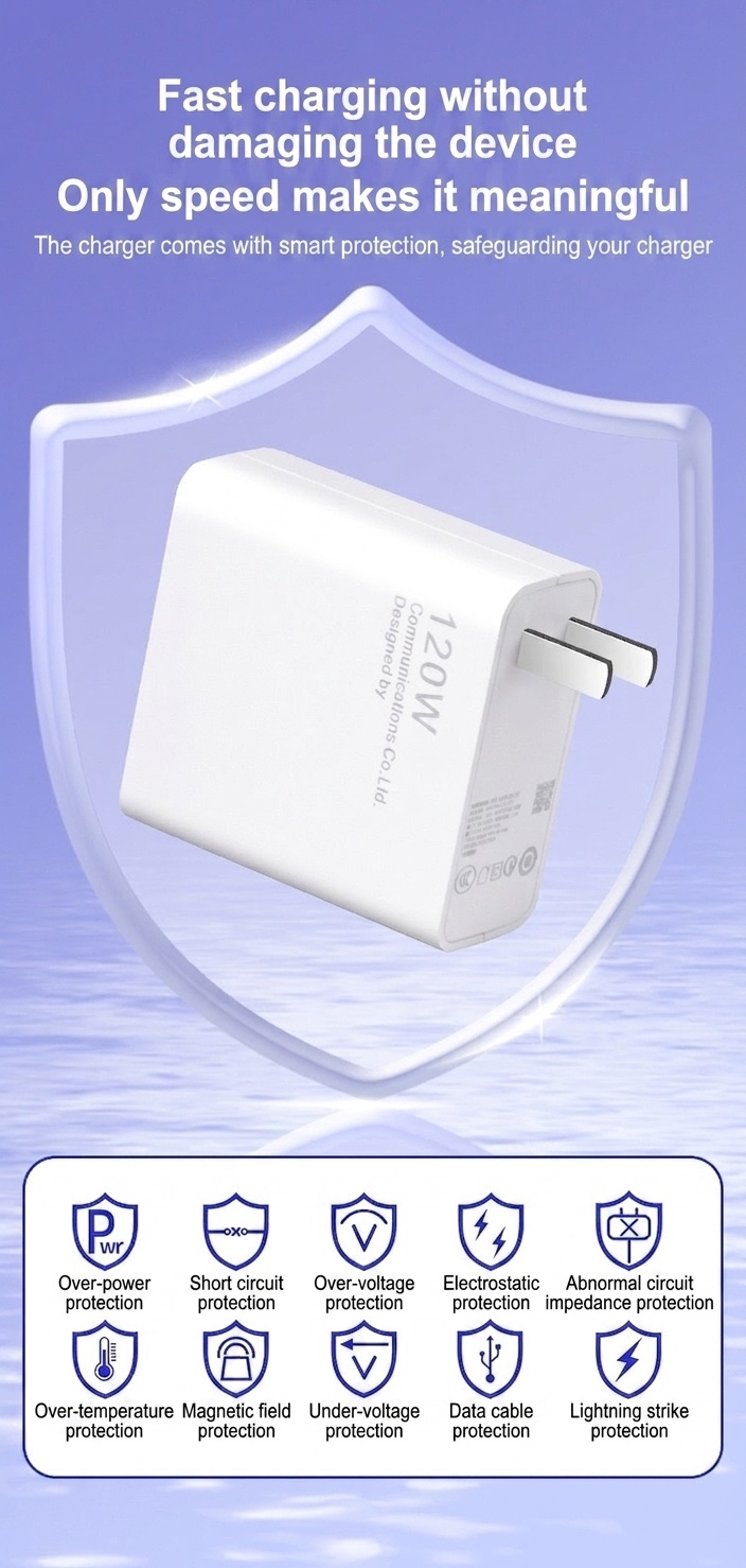 120W Super Fast Charger for Xiaomi Redmi Black Shark Phones