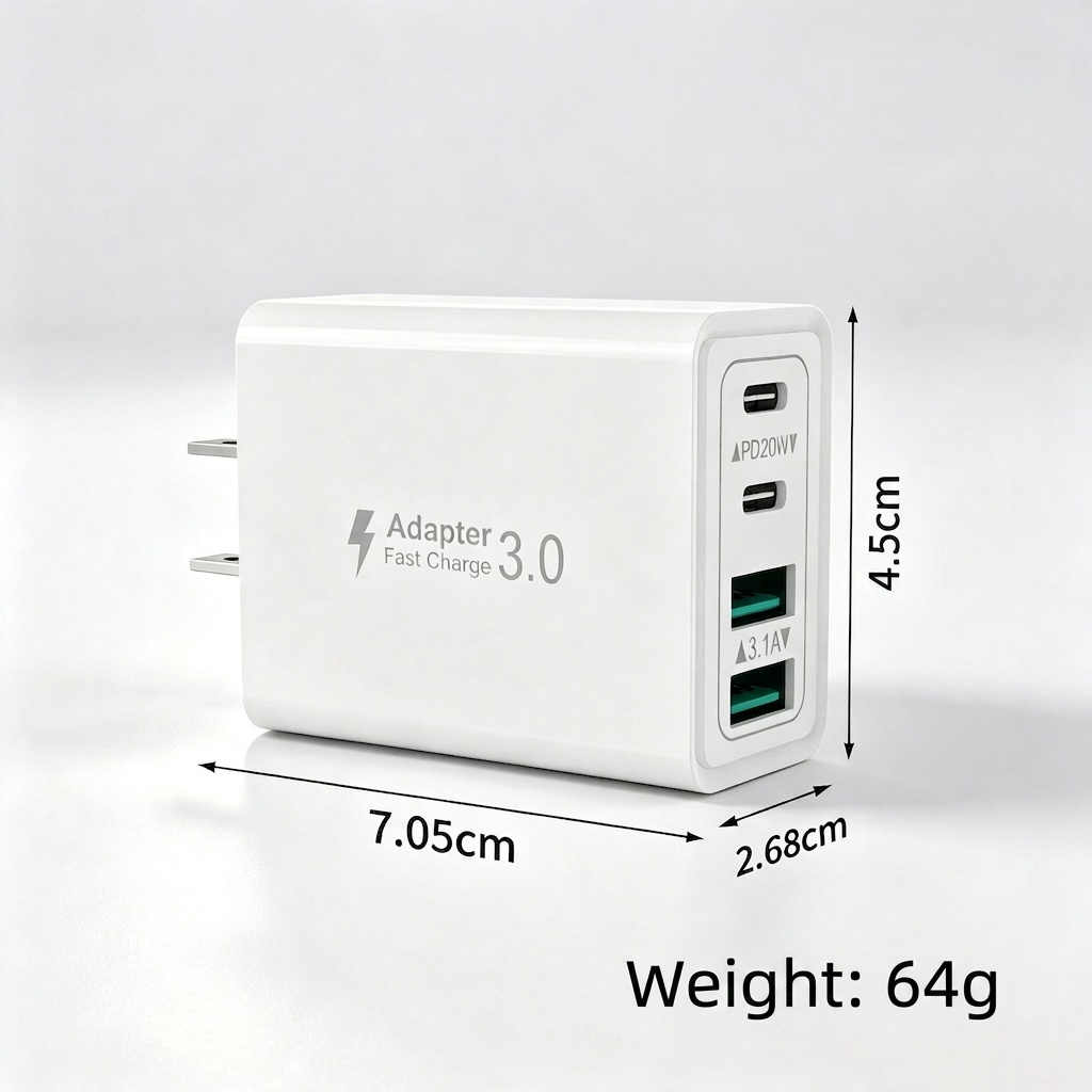 40W USB-C PD Fast Charger, 2 USB-A and 2 Type-C Ports
