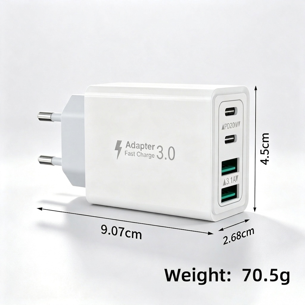 40W USB-C PD Fast Charger, 2 USB-A and 2 Type-C Ports