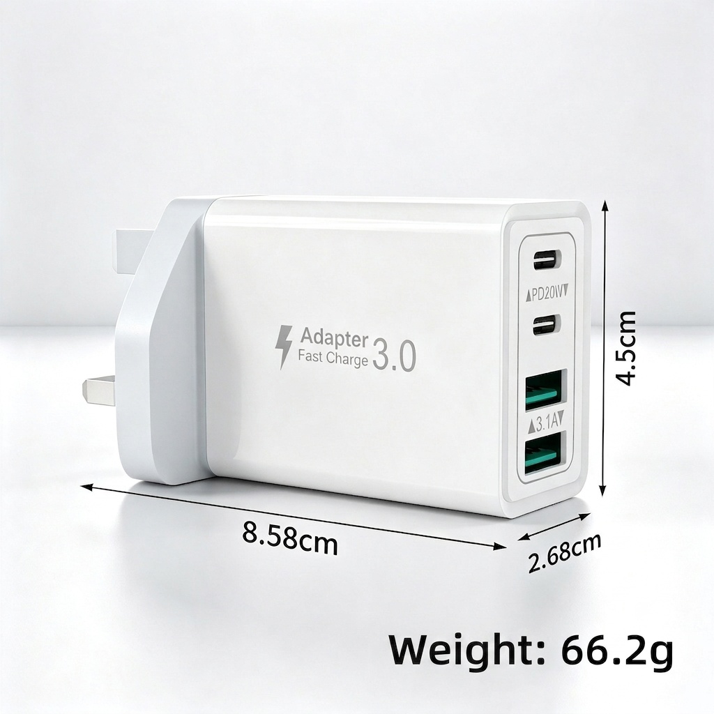 40W USB-C PD Fast Charger, 2 USB-A and 2 Type-C Ports