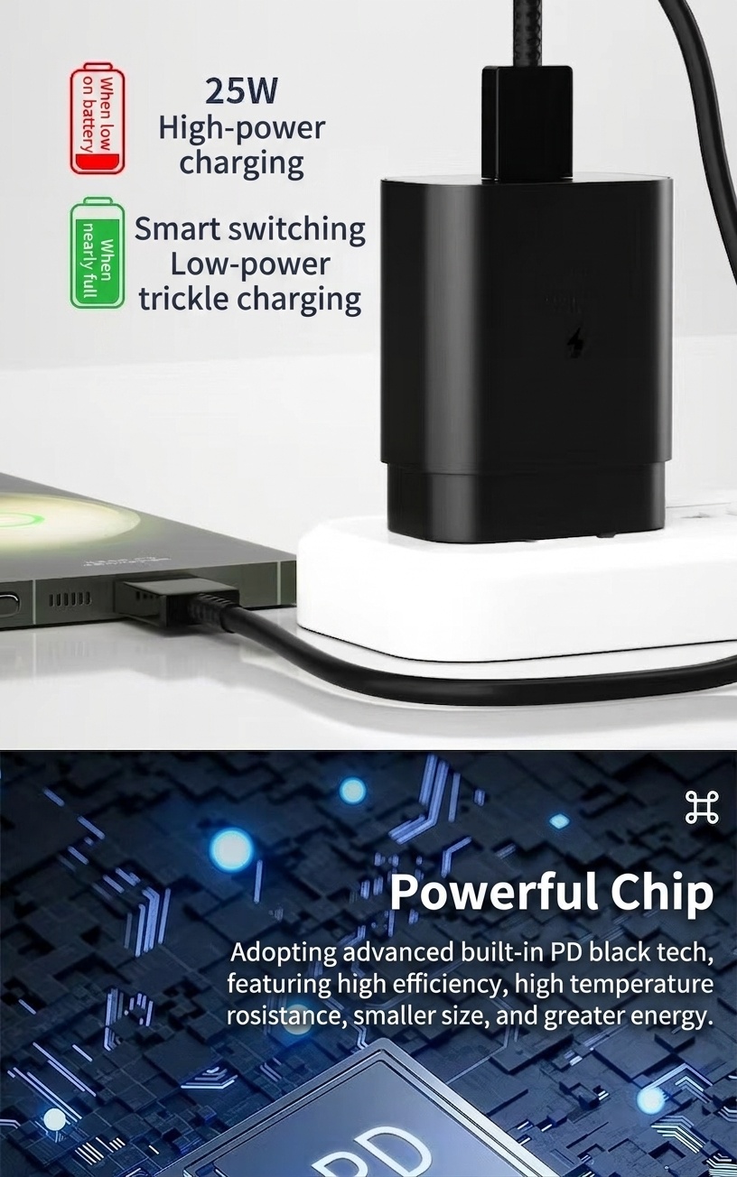 25W USB-C Fast Charger Adapter for Phones and Tablets