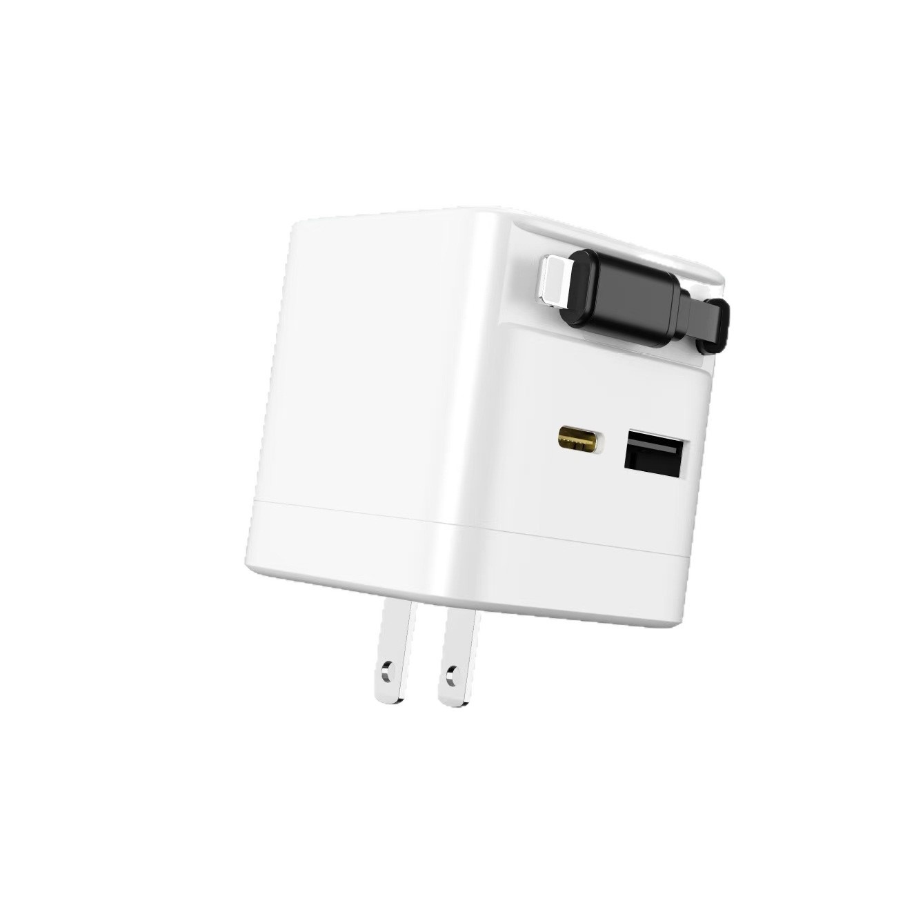 30W GaN Fast Charger with Retractable Cable and Multi-Port