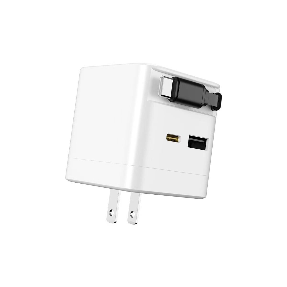 30W GaN Fast Charger with Retractable Cable and Multi-Port
