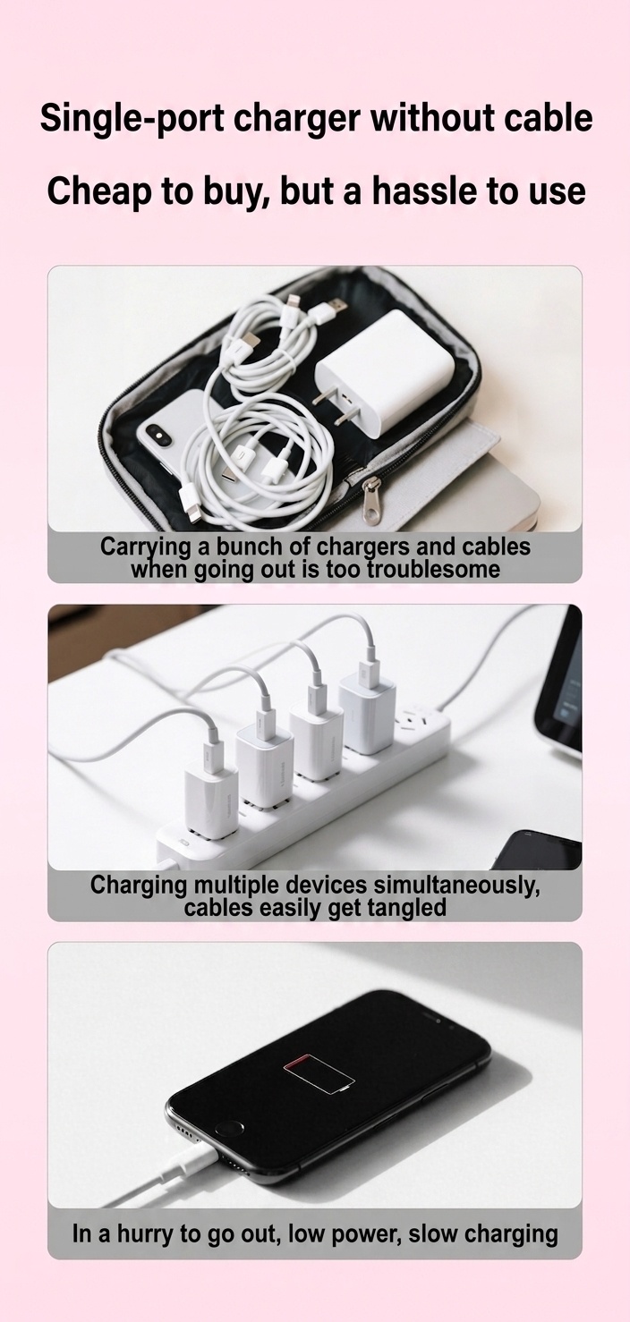 35W GaN Fast Charger with Retractable Type-C and Lightning
