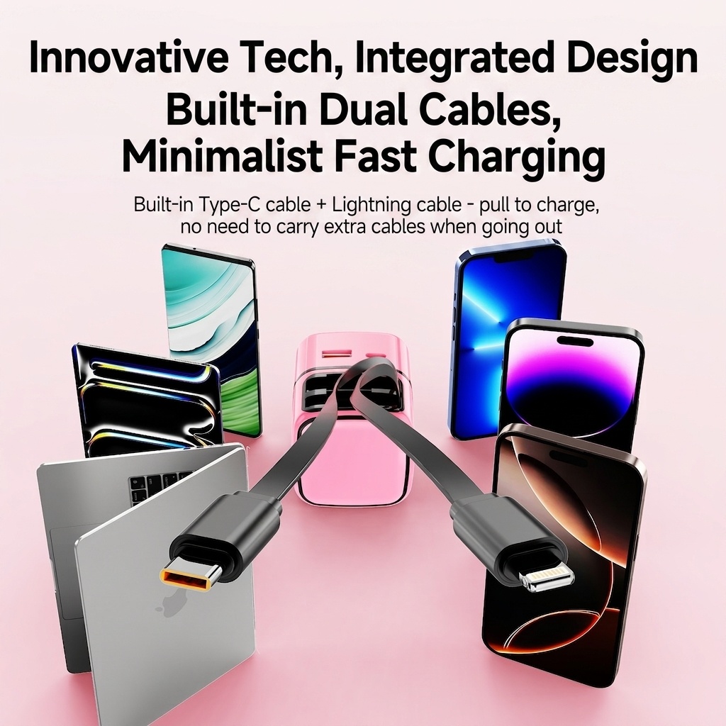 35W GaN Fast Charger with Retractable Type-C and Lightning