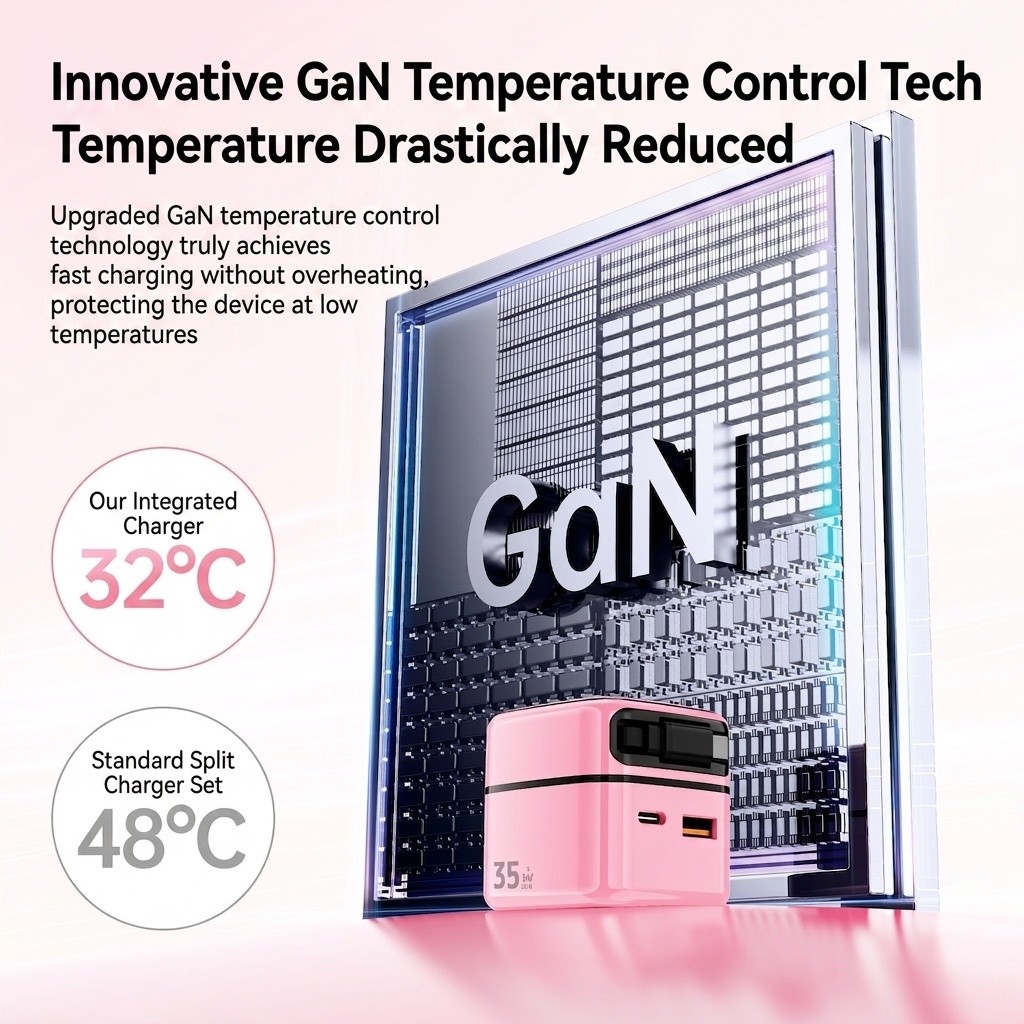 35W GaN Fast Charger with Retractable Type-C and Lightning