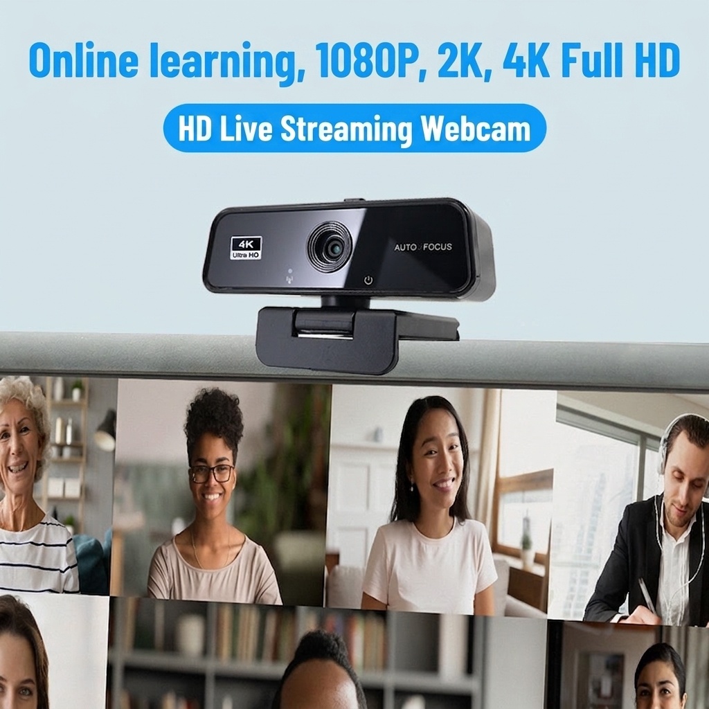 4K Ultra HD Auto Focus Webcam, Streaming Computer Camera for PC, Mac, Zoom, Skype, YouTube