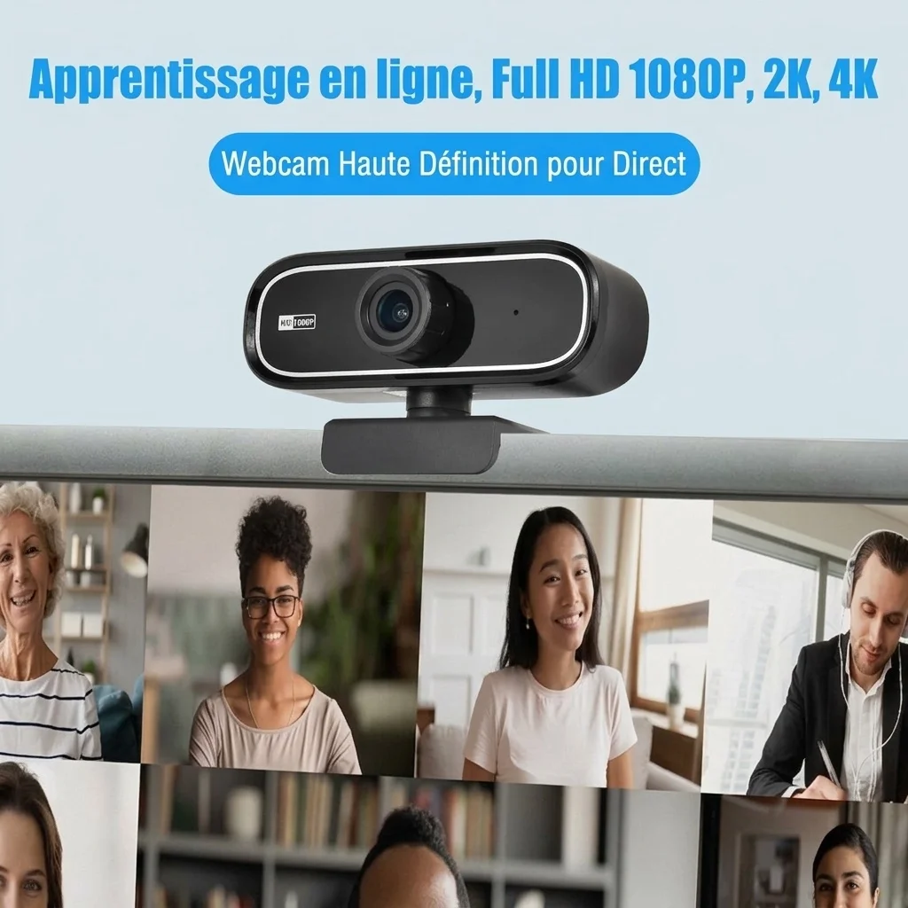 Webcam HD 1080p avec microphone, caméra USB pour PC et Mac, diffusion en direct, appels vidéo, visioconférence